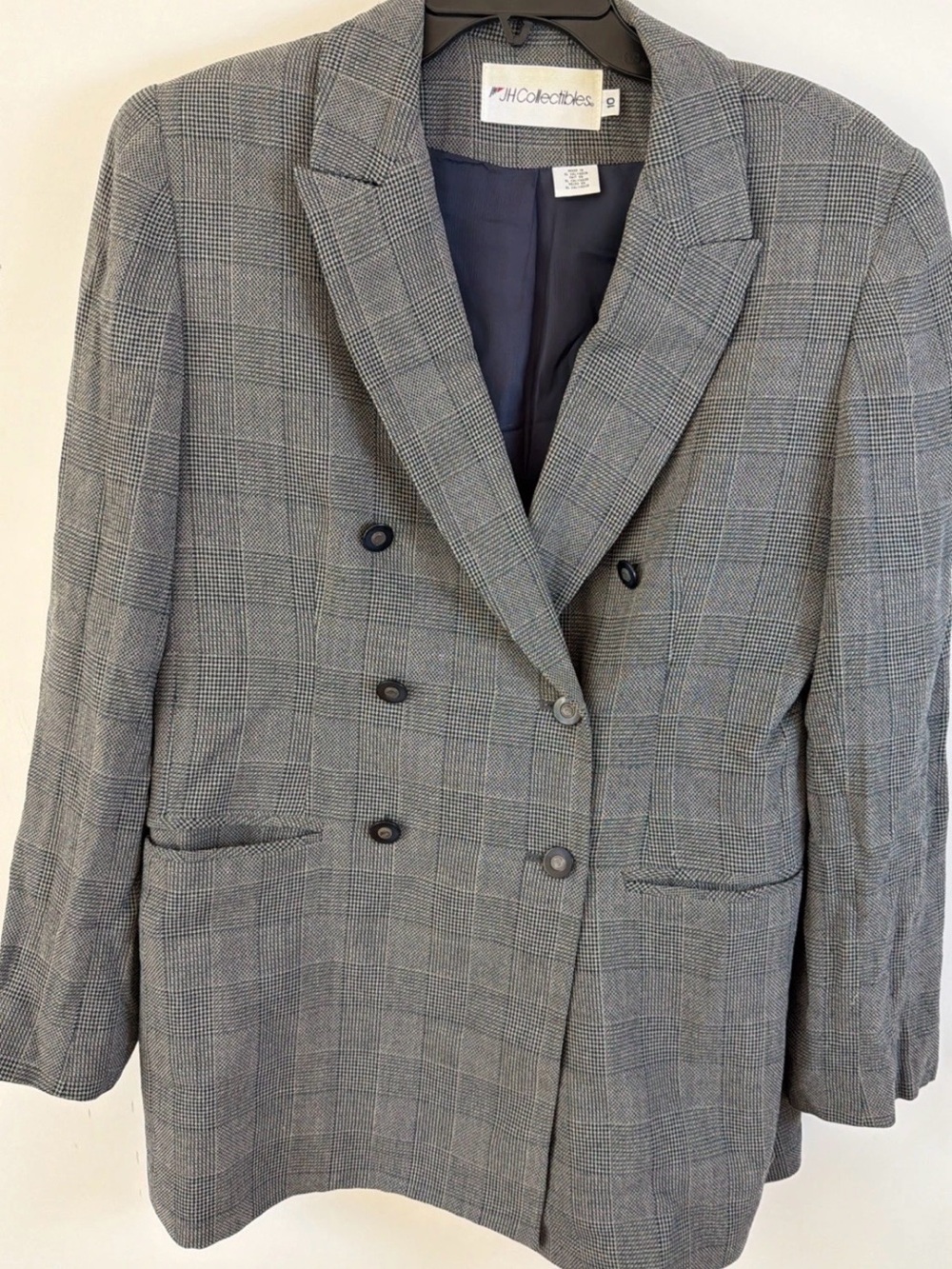 JH Collectibles Vintage Plaid Double Breasted Blazer Women's Size 10 Wool Blend